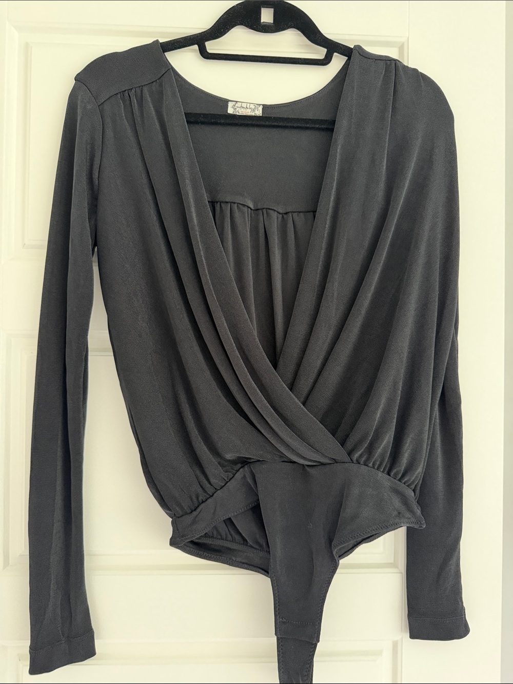 Free People Black Long Sleeve Bodysuit